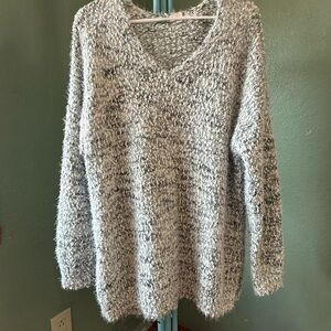 Elegant Multi-Colored Gray and White Fuzzy 
Sweater by So. Size XL